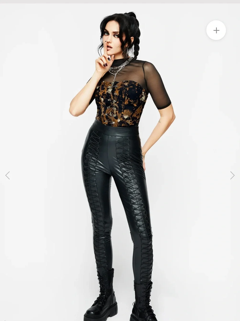 Disturbia Black Lace-Up Faux Leather Leggings - Picture 7 of 14